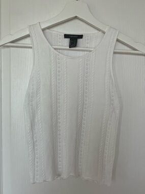 Forever 21 White Knit Eyelet Tank Top